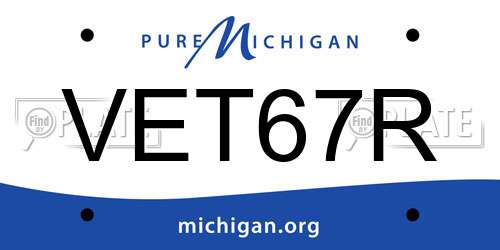 VET67R Michigan License Plate