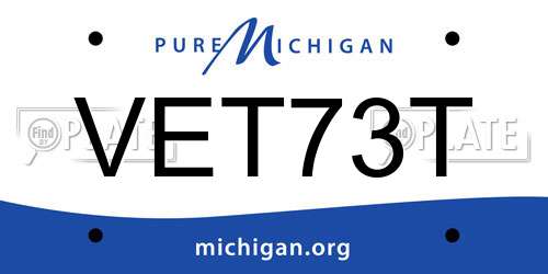 VET73T Michigan License Plate