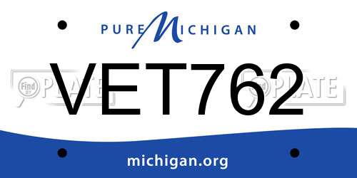 VET762 Michigan License Plate
