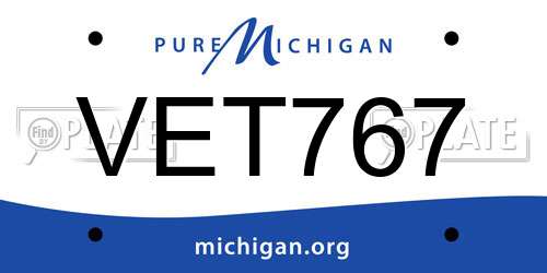 VET767 Michigan License Plate
