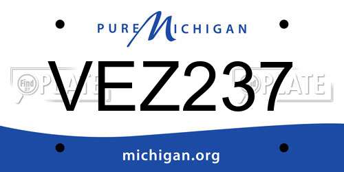 VEZ237 Michigan License Plate