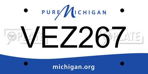 VEZ267 Michigan License Plate