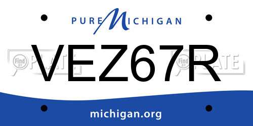 VEZ67R Michigan License Plate