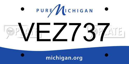 VEZ737 Michigan License Plate