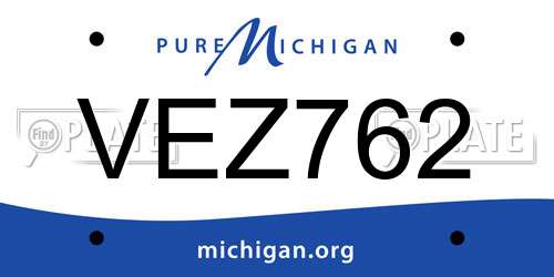 VEZ762 Michigan License Plate