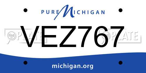 VEZ767 Michigan License Plate