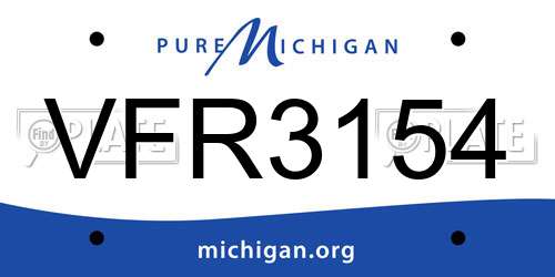 VFR3154 Michigan License Plate