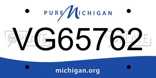 VG65762 Michigan License Plate