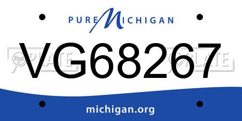 VG68267 Michigan License Plate