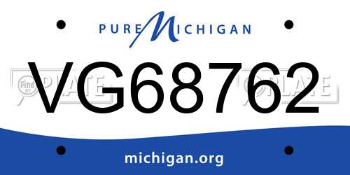 VG68762 Michigan License Plate