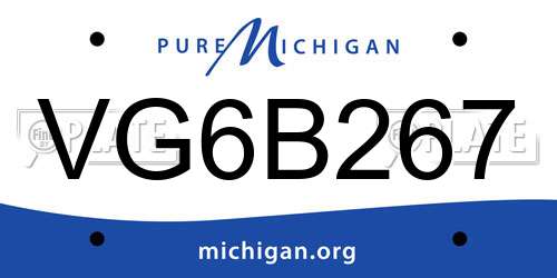 VG6B267 Michigan License Plate