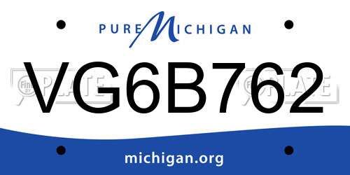 VG6B762 Michigan License Plate