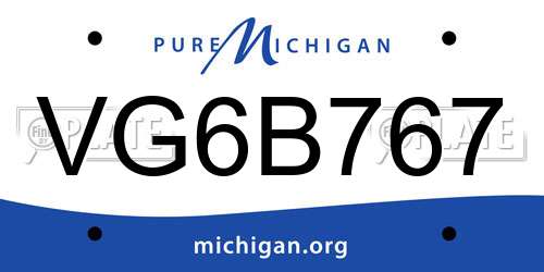 VG6B767 Michigan License Plate