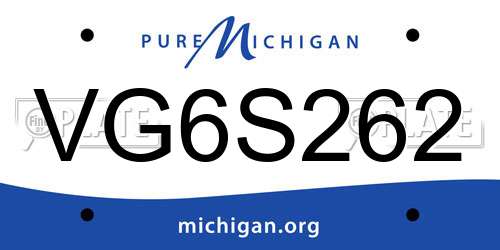 VG6S262 Michigan License Plate