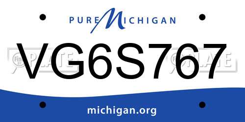 VG6S767 Michigan License Plate