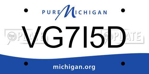 VG7I5D Michigan License Plate