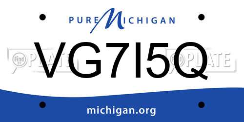VG7I5Q Michigan License Plate
