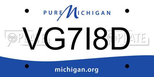 VG7I8D Michigan License Plate