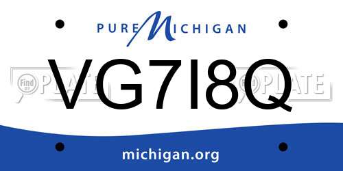 VG7I8Q Michigan License Plate