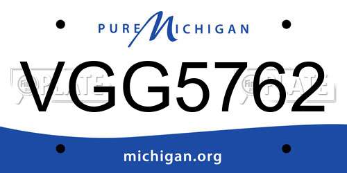 VGG5762 Michigan License Plate