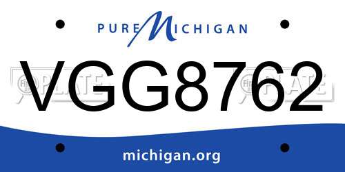 VGG8762 Michigan License Plate