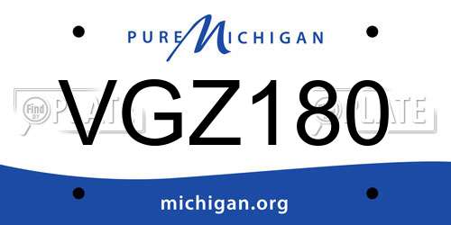 VGZ180 Michigan License Plate