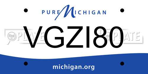 VGZI80 Michigan License Plate