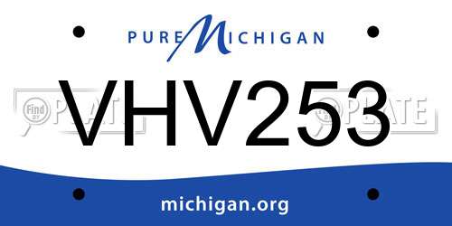VHV253 Michigan License Plate