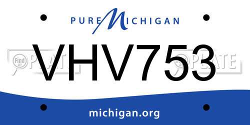 VHV753 Michigan License Plate