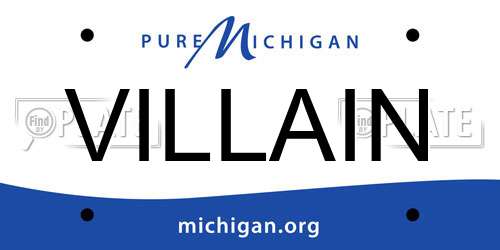 VILLAIN Michigan License Plate