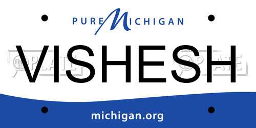 VISHESH Michigan License Plate