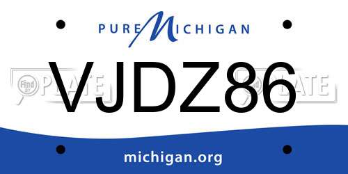 VJDZ86 Michigan License Plate