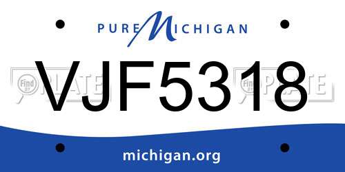 VJF5318 Michigan License Plate