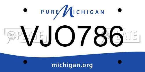 VJO786 Michigan License Plate