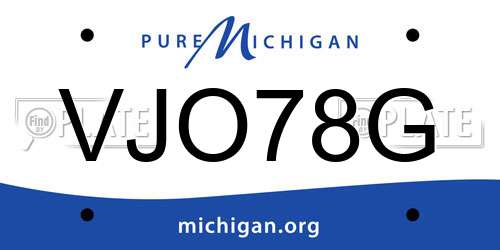 VJO78G Michigan License Plate