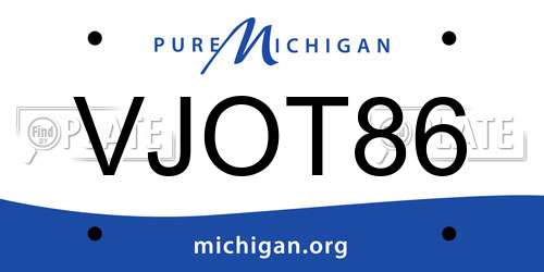 VJOT86 Michigan License Plate
