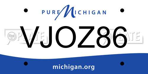 VJOZ86 Michigan License Plate