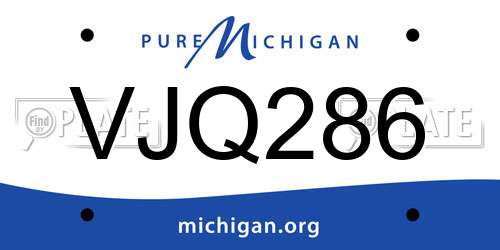 VJQ286 Michigan License Plate