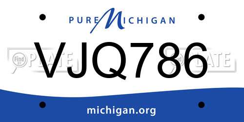 VJQ786 Michigan License Plate