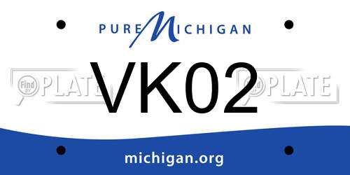 VK02 Michigan License Plate