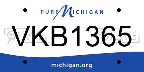 VKB1365 Michigan License Plate