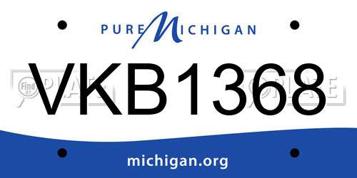 VKB1368 Michigan License Plate
