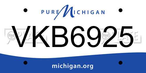 VKB6925 Michigan License Plate