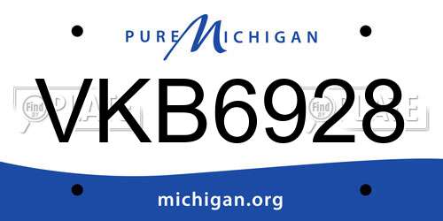 VKB6928 Michigan License Plate