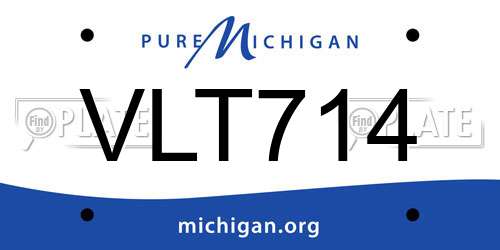 VLT714 Michigan License Plate