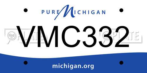 VMC332 Michigan License Plate