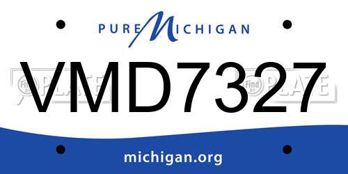 VMD7327 Michigan License Plate