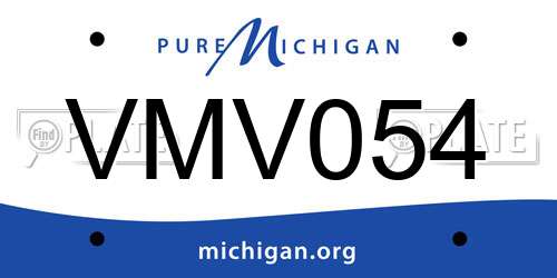 VMV054 Michigan License Plate