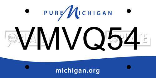 VMVQ54 Michigan License Plate