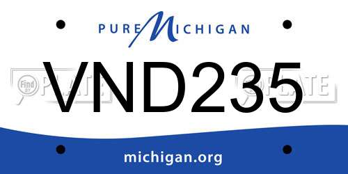 VND235 Michigan License Plate